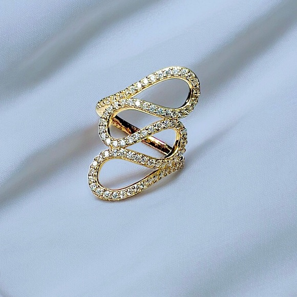 🌺Gold 925 CZ Swirl Ring - Picture 7 of 10
